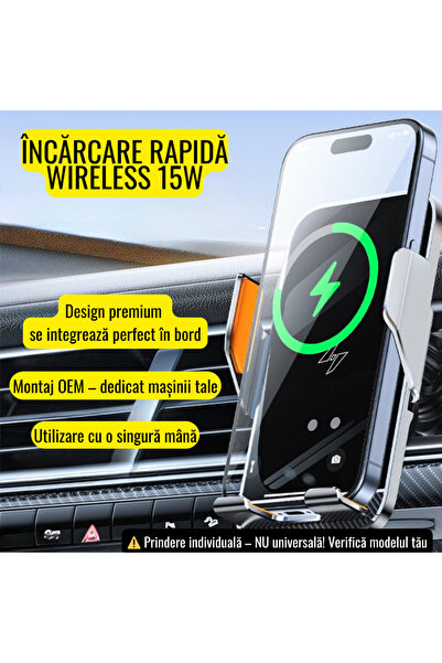 VELTROVA Suport telefon cu incarcare wireless 15W, prindere dedicata pentru B...