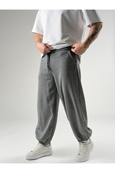 COCOPELLI Wide Leg Patterned Gray Men's Baggy Trousers Coc2727