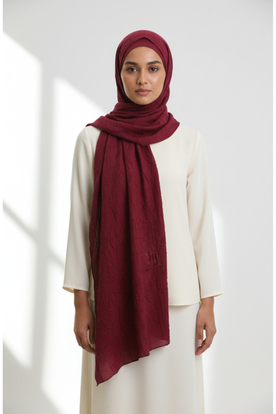sefamerve Bamboo Kraş Shawl 1005-16 Burgundy