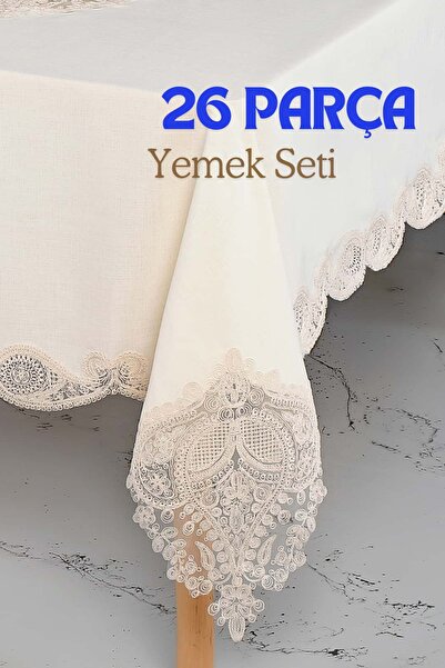 Dantelux Lusi 26 Parça 12 Kişilik Keten Yemek Seti