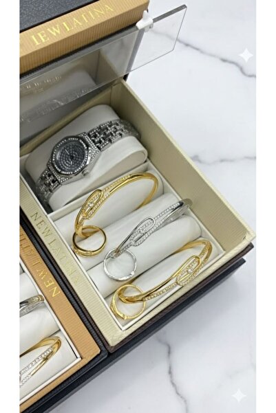 Boutique Women's Accessory Set: Luxury Wristwatch with a Selection of Bracele...