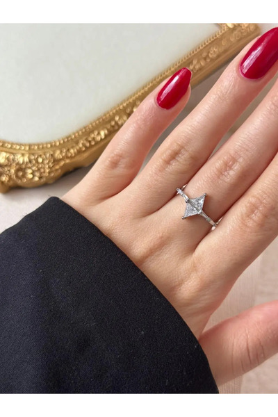 LEROSY CO. Nova Baget Zircon Stone Silver Color Adjustable Stainless Steel Ring