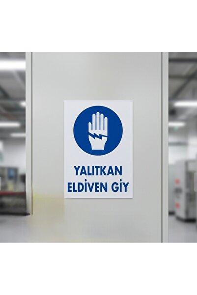 Gündoğdu Warning Sign: Wear Insulating Gloves, Pvc, 25X35 cm