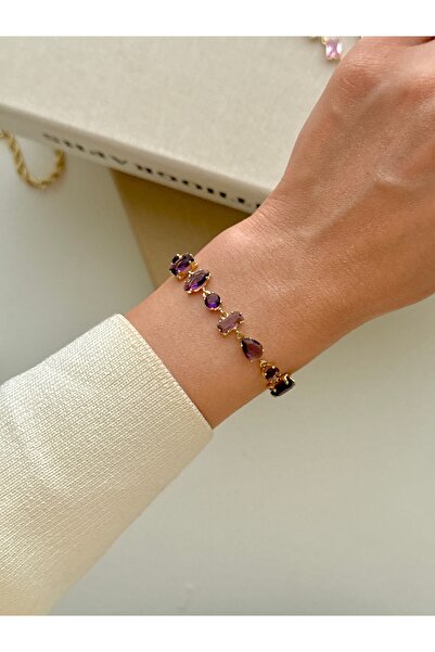 YOUES JEWELRY 316L Çelik Gema Bileklik Zirkon Renkli Taşlı Bileklik