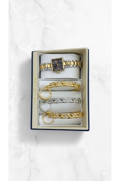 Boutique Women's Accessory Set: Luxury Wristwatch with a Selection of Bracele...