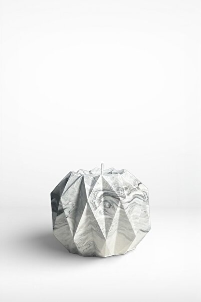 MORF Design MERMER Serisi Beton Mumluk – Geometrik Mermer Desenli Mum