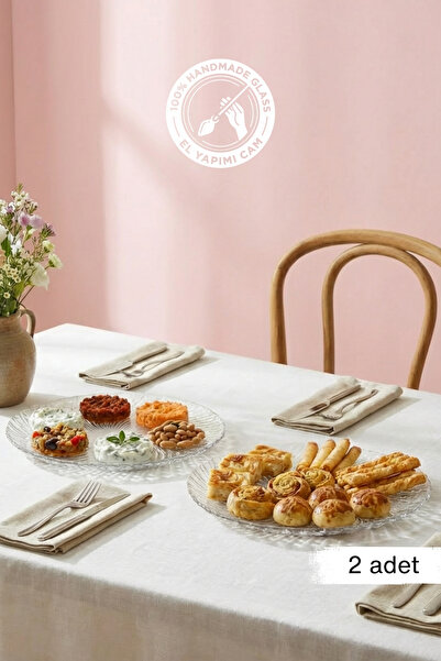 Glamis Selen Concept İnci Model Handmade Glass Serving and Presentation Plate...