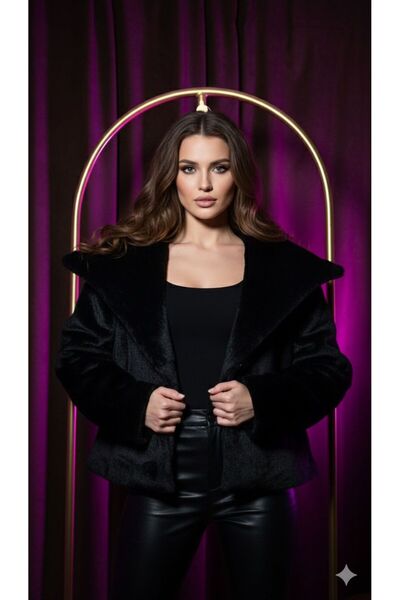 MaxiModern Kadın Siyah Kürk