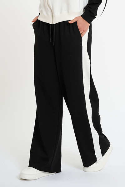 HANIQA Paneled Black Sweatpants |   P3246
