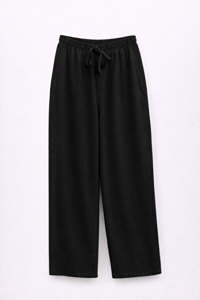Mixray 4778 Women's Wide Leg Palazzo Draped Gabardine Trousers Black