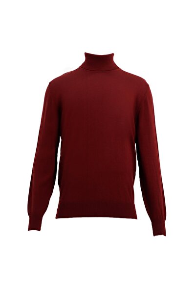 Uki BORDO Tam Balıkçı Yaka Triko Kazak
