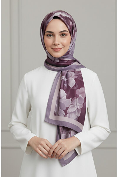 sefamerve Floral Patterned Shawl 1015-07 Purple