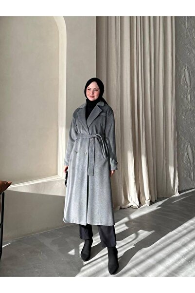 Esvet Store KADIN İTHAL KUMAŞ YUMUŞACIK DÜĞMELİ KUŞAKLI KAŞE KABAN