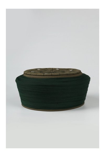 Sarıkhane Children's Talebe Yarn - Green Fabric - Green Headband - Plain Wrap - Bird's Eye - 6 Meters