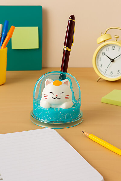 Livava Kedicik Mini Water Pen Holder, Decorative Desktop Accessory with Snow ...
