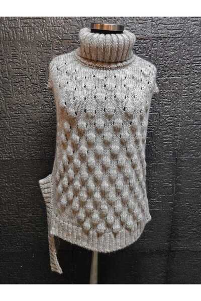 arslan triko Boğazlı Yaka Balon Dokulu Triko Süveter