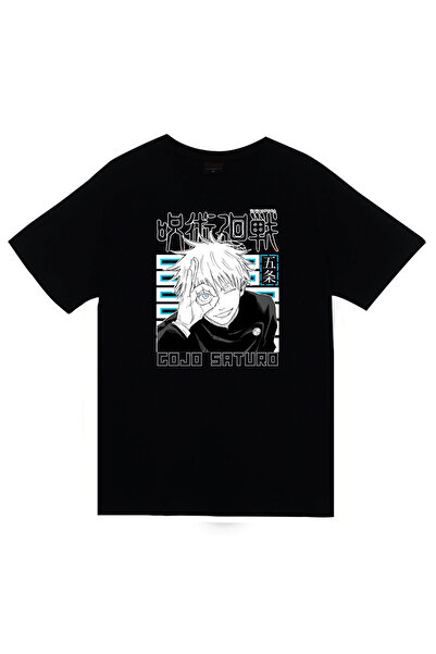 fame-stoned Jujutsu Kaisen Satoru Gojo Anime Printed Unisex 100% Cotton Black...