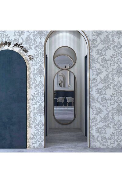 ashomedesign.ro Super Washable Vinyl Wallpaper, Damask Pattern, Silver, UV, F...