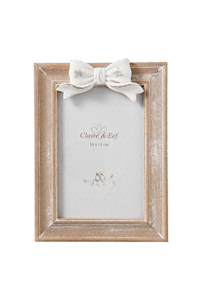 Clayre & Eef Wooden Photo Frame White Brown 14x2x20 cm, 10x15 cm