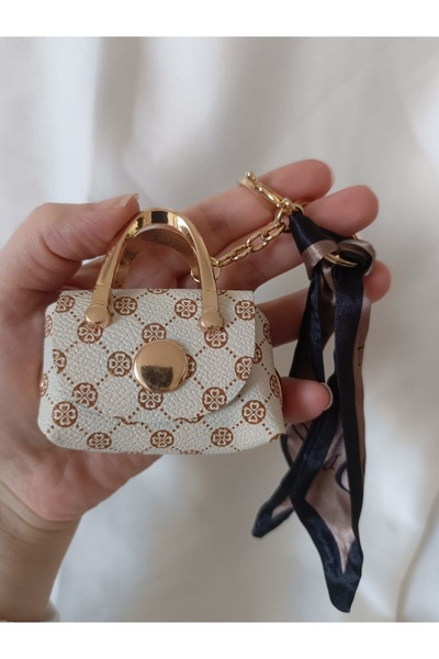 Mara Patterned Mini Bag Keychain – Stylish and Durable Accessory with Gold Me...