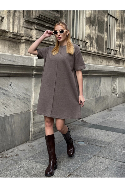 Cool & Sexy Women's Relaxed Fit Soft Short Dress Brown
