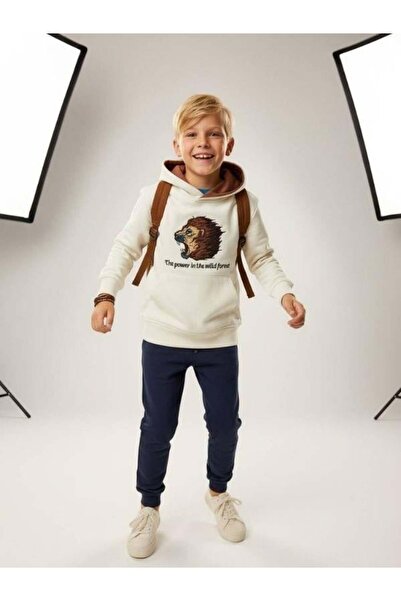 Zekids Bumbac pentru băieți Aslan cu imprimeu Design Swea tricou