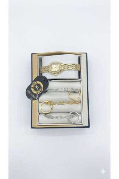 Boutique Women's Accessory Set: Luxury Wristwatch with a Selection of Bracele...