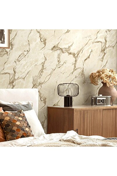 ashomedesign.ro Super Washable Vinyl Wallpaper, Marble Pattern, Capuccino, UV...