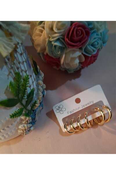 TwinRoots Steel Gold Color Hoop Earring Set