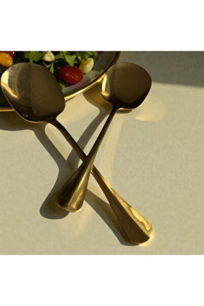 RES Set of 2 Gold Color Serving Spoons – Stainless Steel – Stylish Presentati...