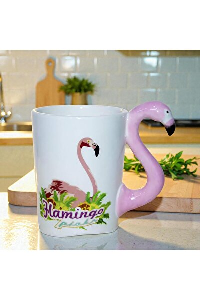ELSELİFE 3D Flamingo Design Hand-Painted Ceramic Mug 300 ml |   Animal Mug Sp...