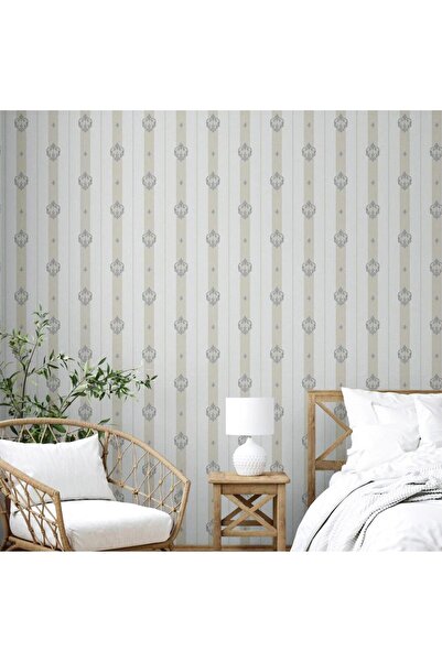 Adawall Tapet Vinil Superlavabil, Model Damasc, Grej-gri, UV, , Ignifug, Rolă...