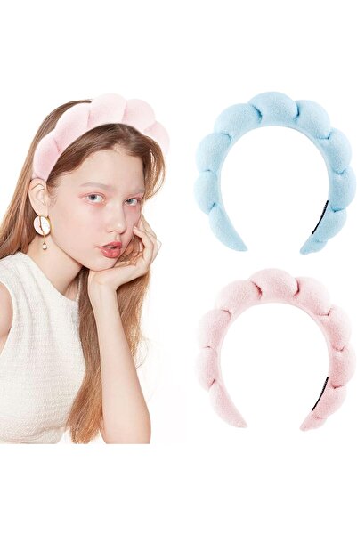 TERRIFI Terry Cloth Headband for Women - Pink and Blue