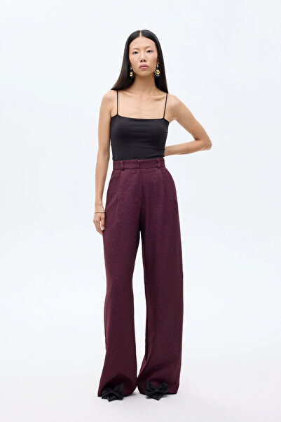 Myra Wide Leg Palazzo Fabric Plum Pants