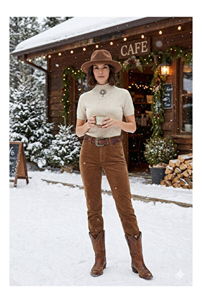Namaste Vintage Cream-Colored Turtleneck Knit Basic Blouse