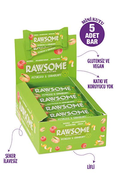 Rawsome Antep Fıstığı Ve Turna Yemişli Glutensiz Ve Vegan Bar 40g X 5 Adet