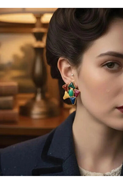 Dorvina Brass Star Model Multi-Colored Brand Model Vintage Women's Earrings