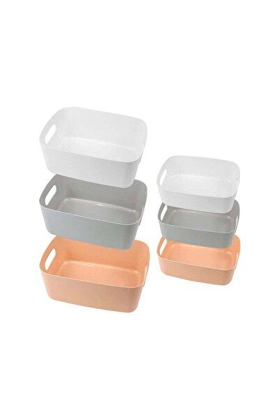 Generic 6 Pcs Plastic Storage Baskets in Multiple Colors for Organizing Cupbo...