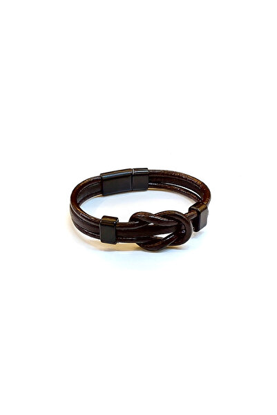 HER ŞEY NOTA www.herseynota.com Knot Core – Brown Leather Men's Bracelet with...