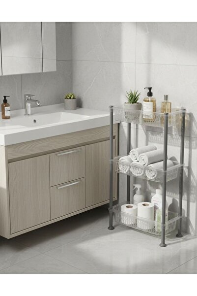 TD HOME 3 Katlı Şeffaf Sepetli Çok Amaçlı Dayanıklı Düzenleyici Raf