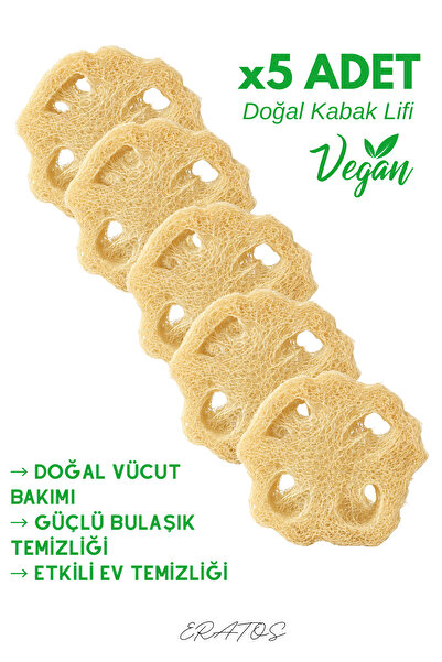 ERATOS Doğal Kabak Lifi Dilim x5 ADET - Çok Amaçlı Bitkisel Temizlik