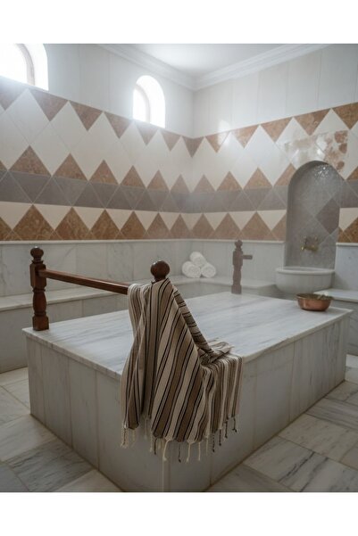 Monochrome Kara Tezgah El Dokuması Kahverengi Peştamal % 100 Organik Pamuk (1...