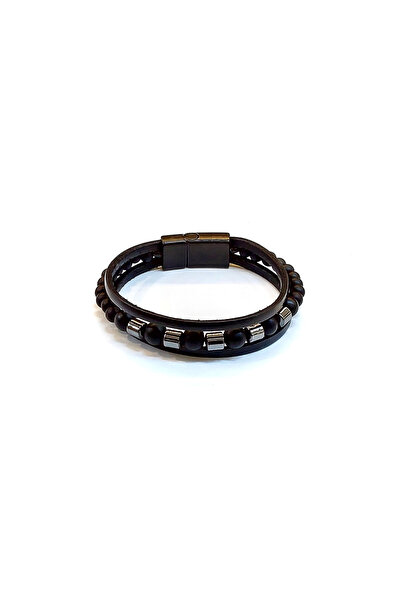 HER ŞEY NOTA www.herseynota.com Obsidian Bead Core – Double Layer Leather Men...