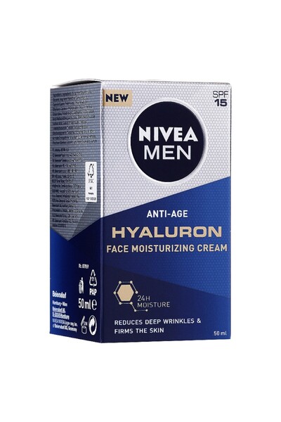Nivea Men Set of 2 x Hyaluron Anti-Wrinkle Cream, SPF 15, 50 ml