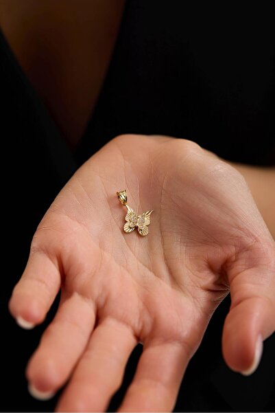 Tufanlar Kuyumculuk 14 Ayar Taşlı Kelebek Altın Kolye Ucu