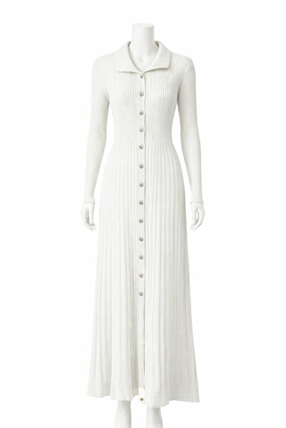 SBR Long Knitted Dress with Buttons – Shirt Collar