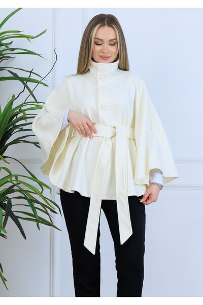 satenia storee panço düğmeli kemerli modern kaşe kumaşı zarif