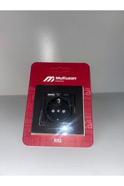 Mutlusan Usb+Type-c Topraklı Priz Siyah