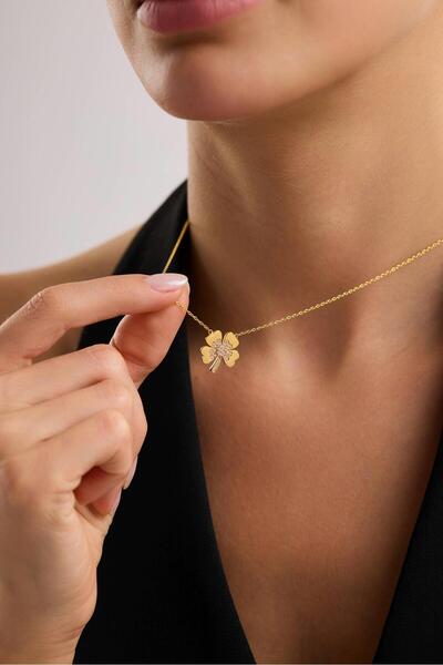 Tufanlar Kuyumculuk 22 Ayar Taşlı Yonca Altın Kolye