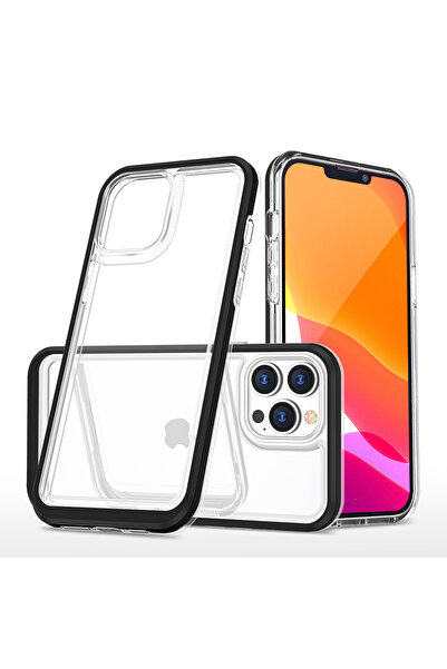 OEM Carcasă din silicon transparentă 3 în 1 pentru iPhone 14 Pro Max - Neagră